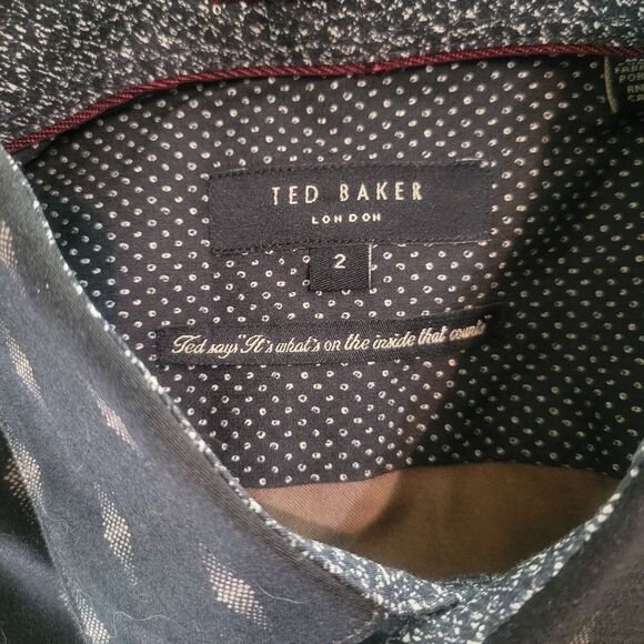 Ted Baker Monico Diamond Patteron Button Up Shirt Size Small - Picture 4 of 5